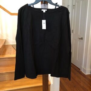 Black J Jill 100% cotton top. Boat neck. Size L. New with tags.